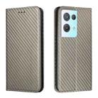 For OPPO Reno8 Pro Carbon Fiber Texture Magnetic Flip Leather Phone Case(Grey) - 1