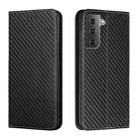 For Samsung Galaxy S23 5G Carbon Fiber Texture Magnetic Flip Leather Phone Case(Black) - 1