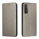 For Samsung Galaxy S23 5G Carbon Fiber Texture Magnetic Flip Leather Phone Case(Grey) - 1