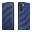 For Samsung Galaxy S23+ 5G Carbon Fiber Texture Magnetic Flip Leather Phone Case(Blue) - 1
