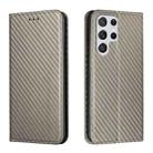 For Samsung Galaxy S23 Ultra 5G Carbon Fiber Texture Magnetic Flip Leather Phone Case(Grey) - 1