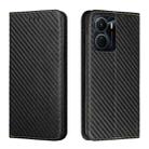 For vivo Y16 Carbon Fiber Texture Magnetic Flip Leather Phone Case(Black) - 1