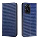 For vivo Y16 Carbon Fiber Texture Magnetic Flip Leather Phone Case(Blue) - 1