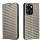 For vivo Y16 Carbon Fiber Texture Magnetic Flip Leather Phone Case(Grey) - 1