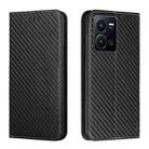 For vivo Y22s Carbon Fiber Texture Magnetic Flip Leather Phone Case(Black) - 1