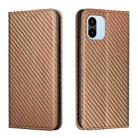 For Xiaomi Redmi A1 Carbon Fiber Texture Magnetic Flip Leather Phone Case(Brown) - 1