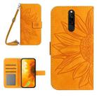 For Xiaomi Redmi 8 / 8A Skin Feel Sun Flower Pattern Flip Leather Phone Case with Lanyard(Yellow) - 1