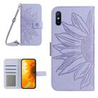 For Xiaomi Redmi 9A / 9i Skin Feel Sun Flower Pattern Flip Leather Phone Case with Lanyard(Purple) - 1