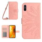 For Xiaomi Redmi 9A / 9i Skin Feel Sun Flower Pattern Flip Leather Phone Case with Lanyard(Pink) - 1