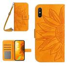 For Xiaomi Redmi 9A / 9i Skin Feel Sun Flower Pattern Flip Leather Phone Case with Lanyard(Yellow) - 1