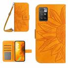 For Xiaomi Redmi 10 5G / Note 11E Skin Feel Sun Flower Pattern Flip Leather Phone Case with Lanyard(Yellow) - 1