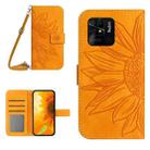 For Xiaomi Redmi 10C Skin Feel Sun Flower Pattern Flip Leather Phone Case with Lanyard(Yellow) - 1