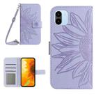 For Xiaomi Redmi A1 Skin Feel Sun Flower Pattern Flip Leather Phone Case with Lanyard(Purple) - 1