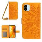 For Xiaomi Redmi A1 Skin Feel Sun Flower Pattern Flip Leather Phone Case with Lanyard(Yellow) - 1