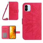 For Xiaomi Redmi A1 Skin Feel Sun Flower Pattern Flip Leather Phone Case with Lanyard(Rose Red) - 1