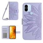 For Xiaomi Redmi A1+ Skin Feel Sun Flower Pattern Flip Leather Phone Case with Lanyard(Purple) - 1