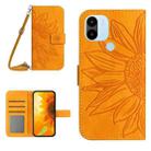 For Xiaomi Redmi A1+ Skin Feel Sun Flower Pattern Flip Leather Phone Case with Lanyard(Yellow) - 1