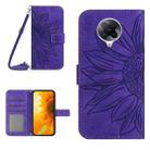 For Xiaomi Redmi K30 Pro / Poco F2 Pro Skin Feel Sun Flower Pattern Flip Leather Phone Case with Lanyard(Dark Purple) - 1
