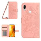For Xiaomi Redmi Note 7 / Note 7S / Note 7 Pro Skin Feel Sun Flower Pattern Flip Leather Phone Case with Lanyard(Pink) - 1
