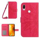 For Xiaomi Redmi Note 7 / Note 7S / Note 7 Pro Skin Feel Sun Flower Pattern Flip Leather Phone Case with Lanyard(Rose Red) - 1