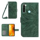 For Xiaomi Redmi Note 8 / Note 8 2021 Skin Feel Sun Flower Pattern Flip Leather Phone Case with Lanyard(Green) - 1