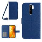 For Xiaomi Redmi Note 8 Pro Skin Feel Sun Flower Pattern Flip Leather Phone Case with Lanyard(Dark Blue) - 1