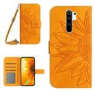 For Xiaomi Redmi Note 8 Pro Skin Feel Sun Flower Pattern Flip Leather Phone Case with Lanyard(Yellow) - 1