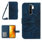 For Xiaomi Redmi Note 8 Pro Skin Feel Sun Flower Pattern Flip Leather Phone Case with Lanyard(Inky Blue) - 1