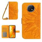 For Xiaomi Redmi Note 9T Skin Feel Sun Flower Pattern Flip Leather Phone Case with Lanyard(Yellow) - 1