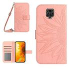 For Xiaomi Redmi Note 9 Pro 4G / Note 9 Pro Max / Note 9S / Poco M2 Pro Skin Feel Sun Flower Pattern Flip Leather Phone Case with Lanyard(Pink) - 1