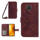 For Xiaomi Redmi Note 9 Pro 4G / Note 9 Pro Max / Note 9S / Poco M2 Pro Skin Feel Sun Flower Pattern Flip Leather Phone Case with Lanyard(Wine Red) - 1