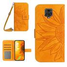 For Xiaomi Redmi Note 9 Pro 4G / Note 9 Pro Max / Note 9S / Poco M2 Pro Skin Feel Sun Flower Pattern Flip Leather Phone Case with Lanyard(Yellow) - 1