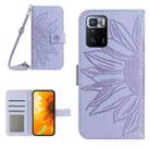 For Xiaomi Redmi Note 10 Pro 5G / Poco X3 GT Skin Feel Sun Flower Pattern Flip Leather Phone Case with Lanyard(Purple) - 1