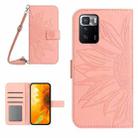 For Xiaomi Redmi Note 10 Pro 5G / Poco X3 GT Skin Feel Sun Flower Pattern Flip Leather Phone Case with Lanyard(Pink) - 1