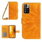 For Xiaomi Redmi Note 11 5G / Note 11T 5G / Poco M4 Pro 5GSkin Feel Sun Flower Pattern Flip Leather Phone Case with Lanyard(Yellow) - 1