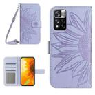 For Xiaomi Redmi Note 11 Pro 5G Skin Feel Sun Flower Pattern Flip Leather Phone Case with Lanyard(Purple) - 1