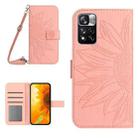 For Xiaomi Redmi Note 11 Pro 5G Skin Feel Sun Flower Pattern Flip Leather Phone Case with Lanyard(Pink) - 1