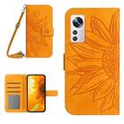 For Xiaomi 12 Lite Skin Feel Sun Flower Pattern Flip Leather Phone Case with Lanyard(Yellow) - 1