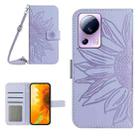 For Xiaomi Civi 2 / 12 Lite NE Skin Feel Sun Flower Pattern Flip Leather Phone Case with Lanyard(Purple) - 1