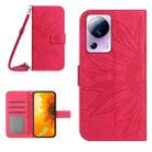 For Xiaomi Civi 2 / 12 Lite NE Skin Feel Sun Flower Pattern Flip Leather Phone Case with Lanyard(Rose Red) - 1