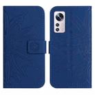 For Xiaomi 12 / 12X Skin Feel Sun Flower Pattern Flip Leather Phone Case with Lanyard(Dark Blue) - 2