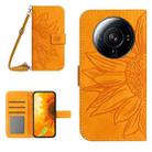 For Xiaomi 12S Ultra Skin Feel Sun Flower Pattern Flip Leather Phone Case with Lanyard(Yellow) - 1