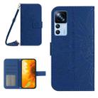 For Xiaomi 12T / 12T Pro Skin Feel Sun Flower Pattern Flip Leather Phone Case with Lanyard(Dark Blue) - 1
