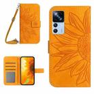 For Xiaomi 12T / 12T Pro Skin Feel Sun Flower Pattern Flip Leather Phone Case with Lanyard(Yellow) - 1