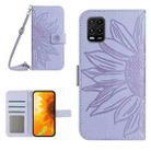 For Xiaomi Mi 10 Lite Skin Feel Sun Flower Pattern Flip Leather Phone Case with Lanyard(Purple) - 1