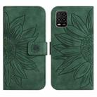For Xiaomi Mi 10 Lite Skin Feel Sun Flower Pattern Flip Leather Phone Case with Lanyard(Green) - 2