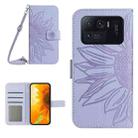For Xiaomi Mi 11 Ultra Skin Feel Sun Flower Pattern Flip Leather Phone Case with Lanyard(Purple) - 1