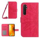 For Xiaomi Redmi Mi Note 10 Lite Skin Feel Sun Flower Pattern Flip Leather Phone Case with Lanyard(Rose Red) - 1