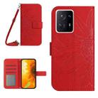 For Xiaomi Mi Mix 4 Skin Feel Sun Flower Pattern Flip Leather Phone Case with Lanyard(Red) - 1