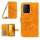 For Xiaomi Mi Mix 4 Skin Feel Sun Flower Pattern Flip Leather Phone Case with Lanyard(Yellow) - 1